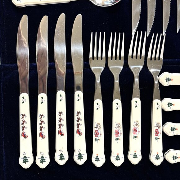 Pfaltzgraff “Snowy Village” 24 Pc Stainless Flatware Set Vintage - Picture 14 of 15